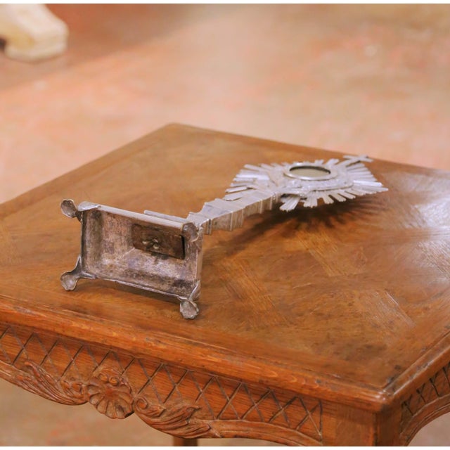 Silver 19th Century French Silvered Bronze Catholic Ostensoir Monstrance With Sunburst For Sale - Image 8 of 8