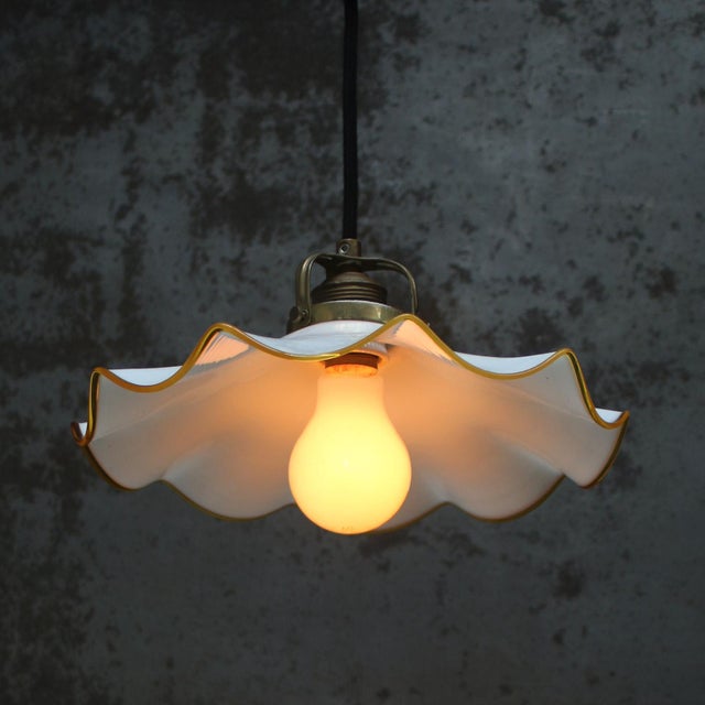 Mid-Century Modern Mid-Century French Opaline Glass Pendant Light For Sale - Image 3 of 6