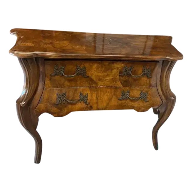 1900s Two Drawer Burr Walnut Chest of Drawers For Sale