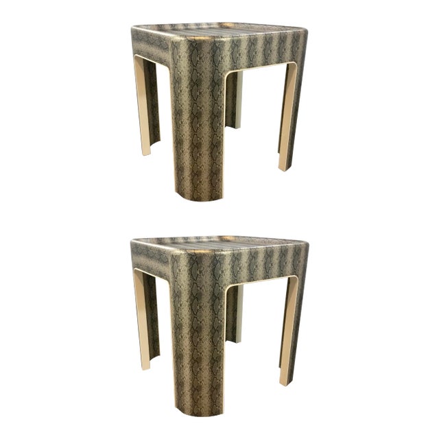 Mr and Mrs Howard Modern Faux Python End Tables Prototypes Pair For Sale