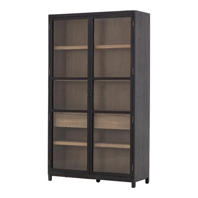 Four Hands Millie Cabinet, Drifted Matte Black Oak For Sale
