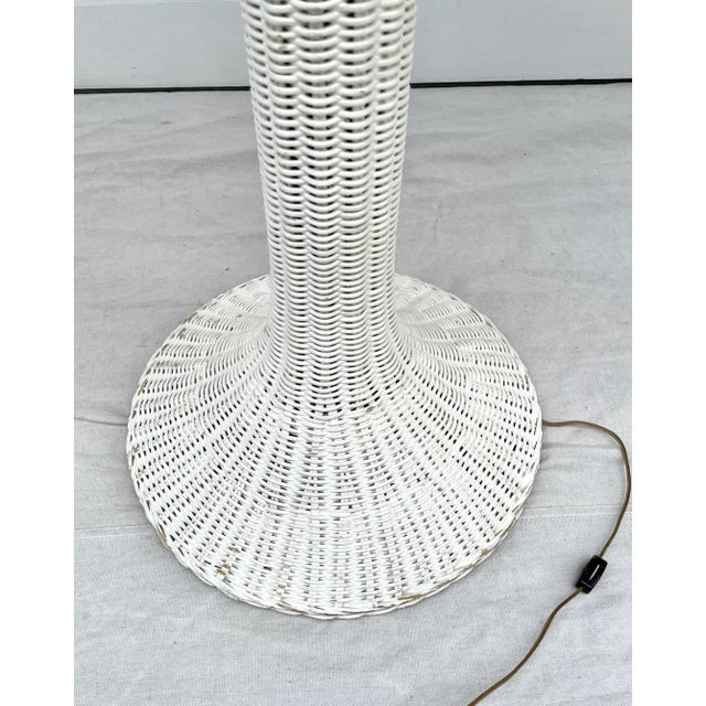 White Antique Woven Wicker Floor Lamp For Sale - Image 8 of 13