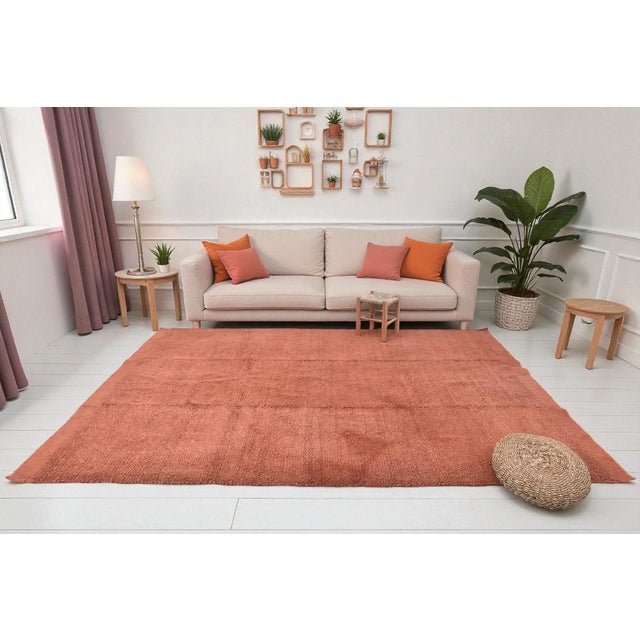 Turkish 1950s Turkish Handloom Home Living Terracota Rug For Sale - Image 3 of 9