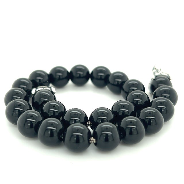 Metal 1990s David Yurman Authentic Estate Onyx Spiritual Beads Bracelet 8 Sterling Silver For Sale - Image 7 of 9