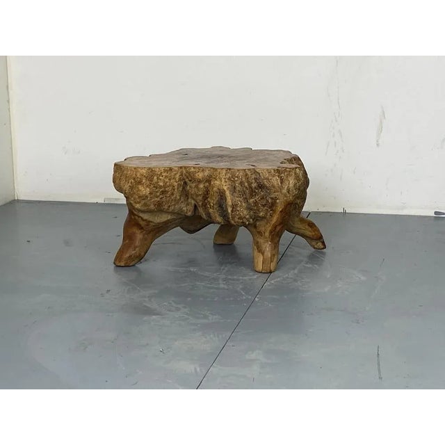 Wood Rustic Wabi Sabi Walnut Tree Trunk Side Table, 1960s For Sale - Image 7 of 8