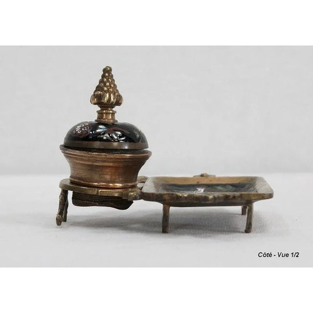 Small Napoleon III Inkwell in Bronze and Enamel, 19th Century For Sale - Image 11 of 18