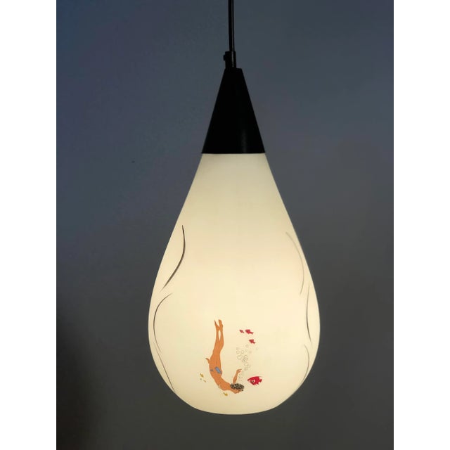 Vintage Mid Century Nautical Pendant Light with Painted Scenes For Sale - Image 9 of 13