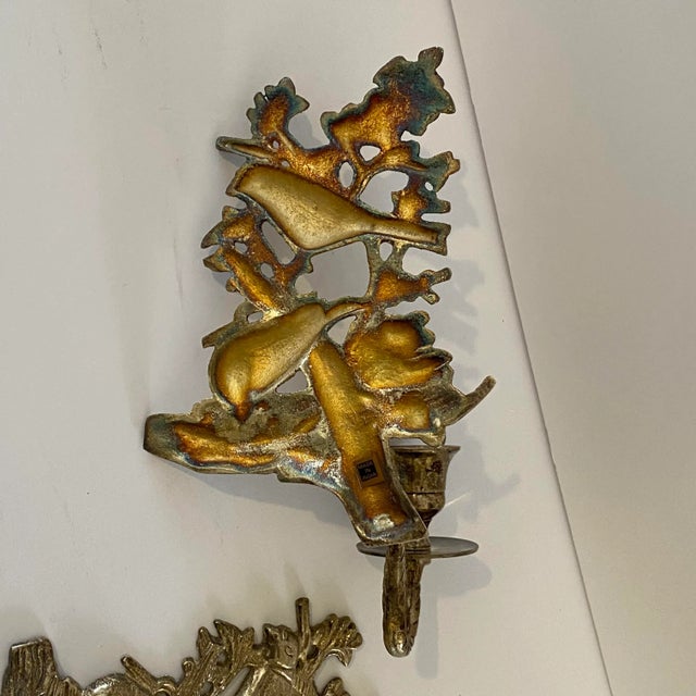 Vintage Indian Bird Motif Wall Candle Sconces — A Pair For Sale In Richmond - Image 6 of 10
