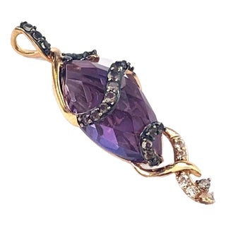 Le Vian Amethyst Smoky Quartz White Sapphire 14k Rose Gold Pendant For Sale
