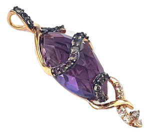 Le Vian Amethyst Smoky Quartz White Sapphire 14k Rose Gold Pendant