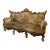 French Rococo Three-Seat Sofa With Floral Upholstery & Ornate Gold Leaf Carvings For Sale