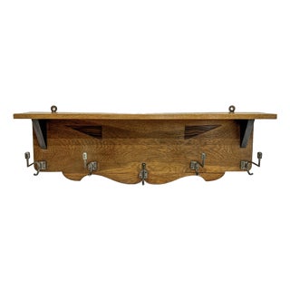 Art Deco Dutch Black Coat Rack in Oak, 1930s For Sale