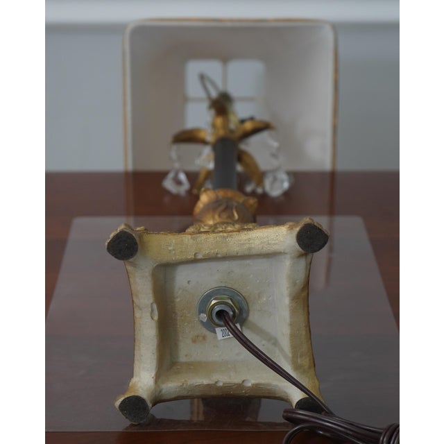 1990s Black & Gold Buffet Table Lamps W. Crystal Accents - a Pair For Sale - Image 14 of 15
