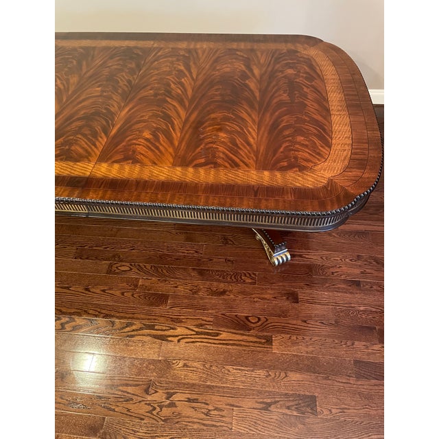 1990s Ej Victor Regency Chippendale Mahogany Dining/Conference Table With Gold Leaf Accents and Custom Table Pads For Sale - Image 17 of 18