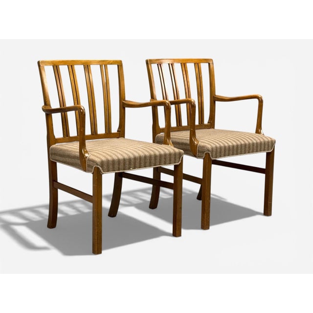 Mid-Century Modern Ole Wanscher, Armchairs, Beech, Fabric, Denmark, 1940s For Sale - Image 3 of 15