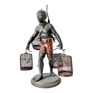 Vintage Nubian Blackamoor Bird Seller Statue by Petites Choses