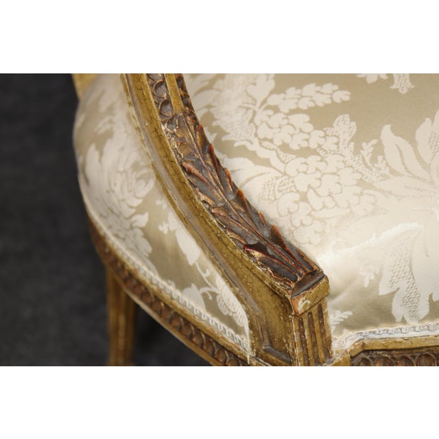 Pair 1920's Louis XVI Style Painted and Distressed Armchairs For Sale - Image 11 of 17
