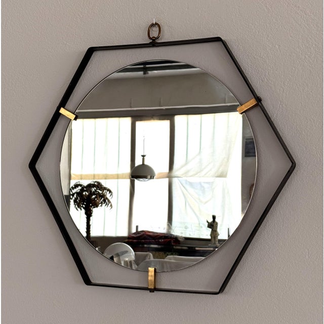 Mid-Century Modern Vintage Italian Wall Mirror attributed to Santambrogio & De Berti, 1960 For Sale - Image 3 of 13