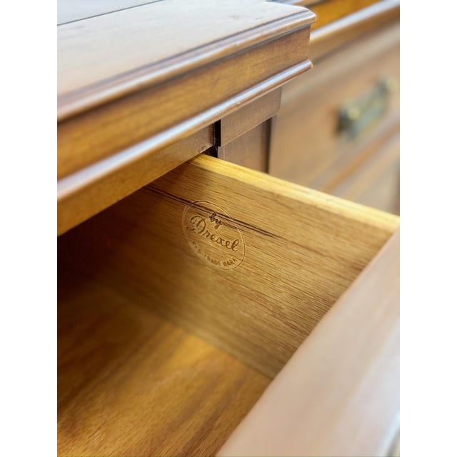 Vintage Dresser Drexel Transitional MCM Nine Drawer Lowboy Brass Handles For Sale - Image 17 of 18