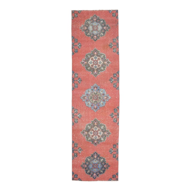 1970 Vintage Handmade Wool Runner Rug For Sale