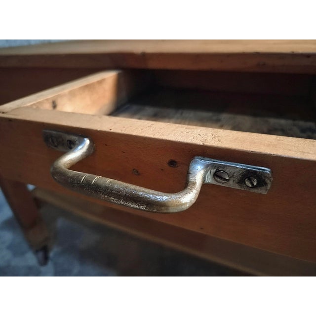 Antique Cherry Wood Kitchen Island Work Table with Drawers, 1890s For Sale - Image 18 of 18