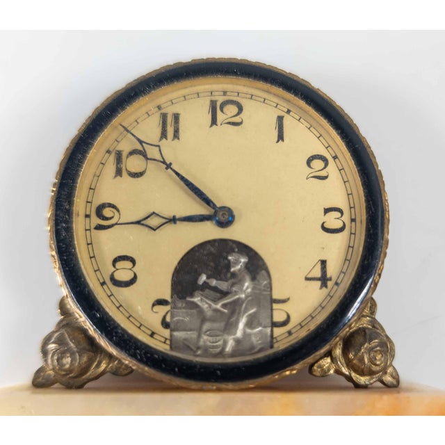 Early 20th Century 20th Century Art Deco Style Miniature Swiss Desk Clock "Le Petite Forgeron" Attributed to Fabr Suisse For Sale - Image 5 of 9