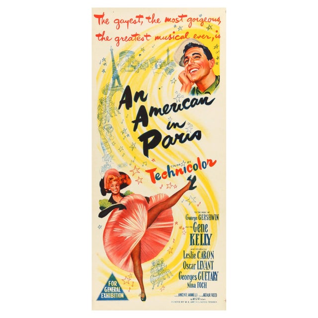An American in Paris Original Vintage Movie Poster, Australian, 1951 For Sale