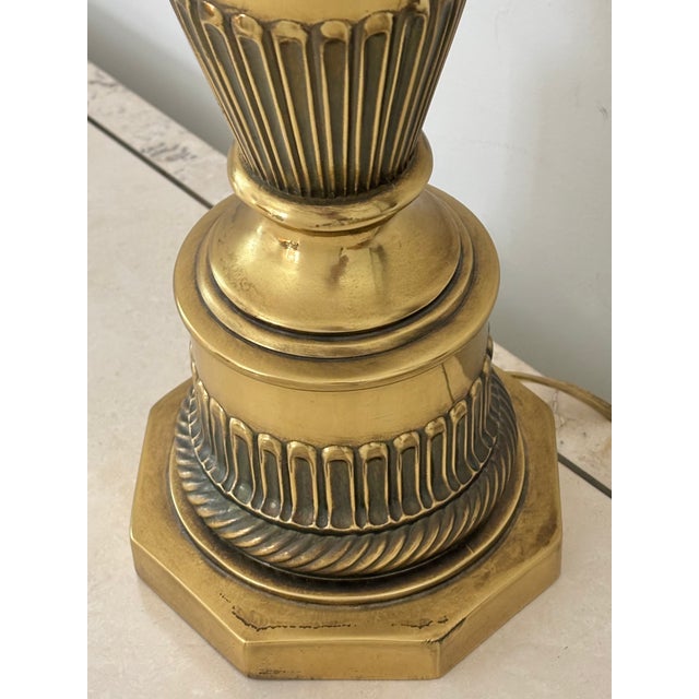 Frederick Cooper 1970s Art Nouveau Brass Swan Handled Lamp For Sale - Image 4 of 9