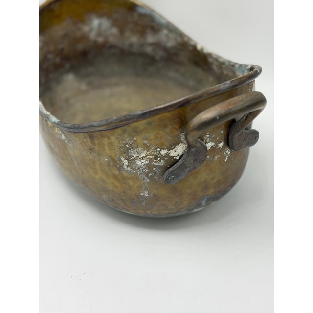 Brass Antique Hammered Brass Cache Pot For Sale - Image 8 of 9