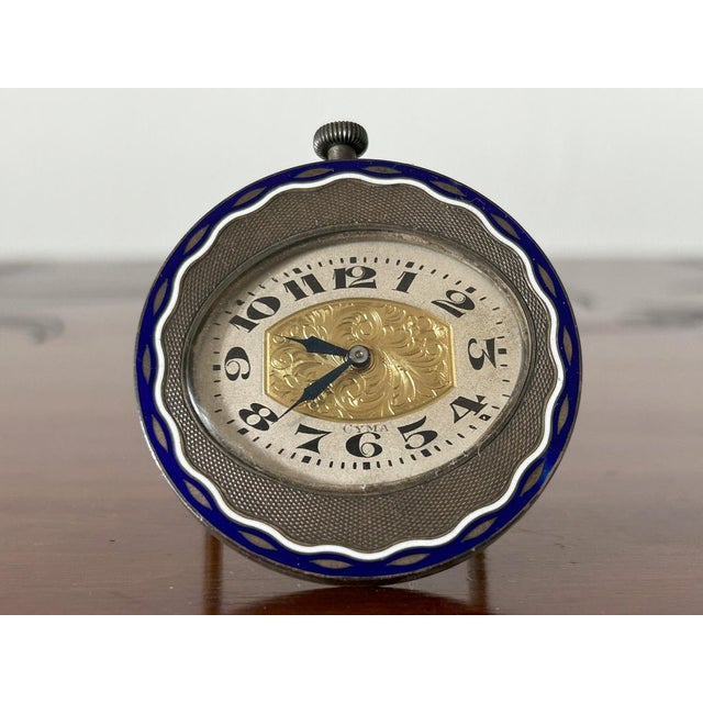 Vintage Art Deco Enamel Table Clock from Cyma, 1920s For Sale - Image 13 of 14