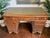 1980s Antique Twin Pedestal Desk in Dark Yew Wood and Leather Top, 1980 For Sale - Image 5 of 18