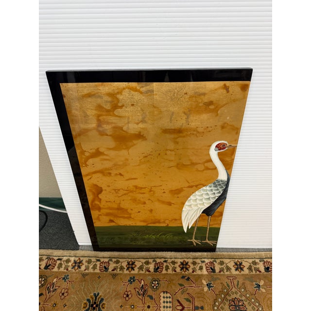 Late 20th Century Japanese Cranes by a Stream, Quadriptych For Sale - Image 5 of 12