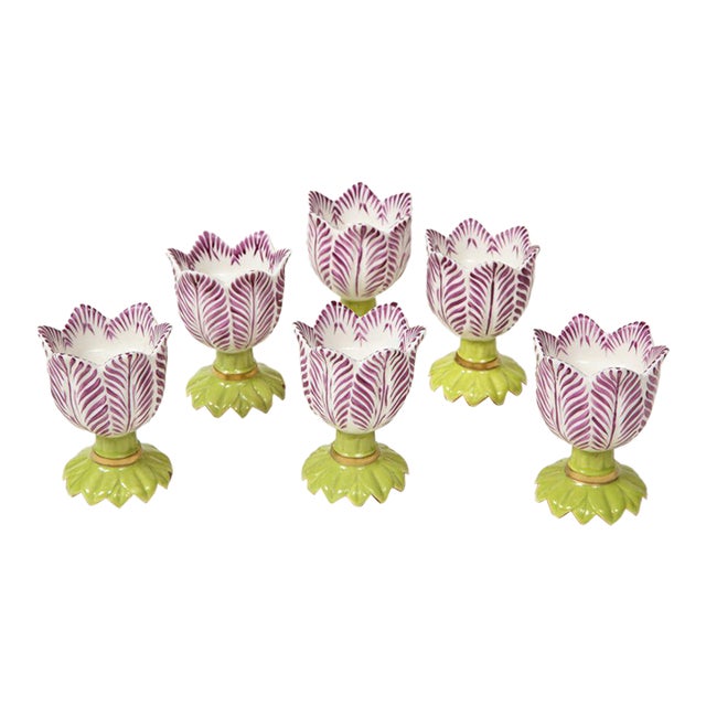 Mid 20th Century English Traditional Porcelain Tulip Cups For Sale