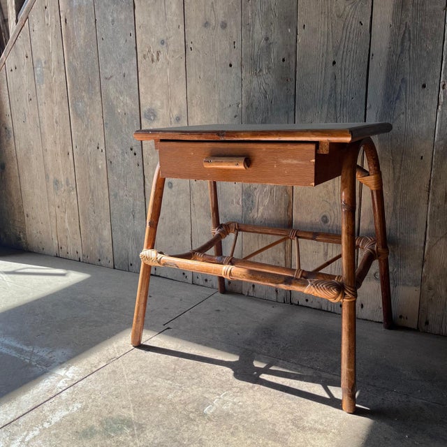 Wood Bedside Table with Drawer in Bamboo For Sale - Image 7 of 8
