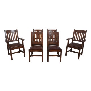 Set of 6 Stickley Mission Oak Dining Room Chairs For Sale