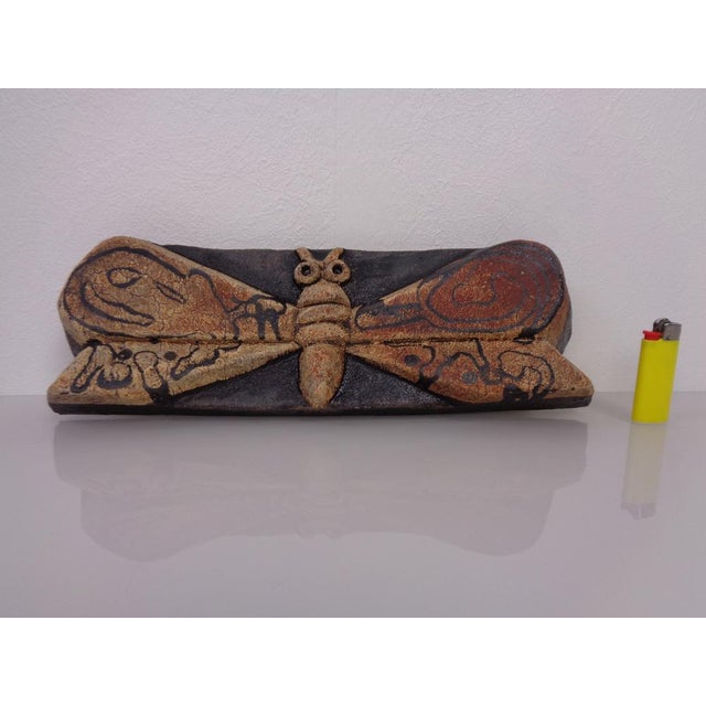 Studio Ceramic Butterfly Wall Plaque by Gerhard Liebenthron, Germany, 1982 For Sale - Image 3 of 18