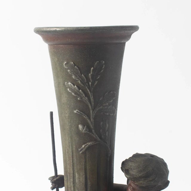 Metal Antique Boy With a Squirrel Figural Vase by Ernest Ferrand For Sale - Image 7 of 9