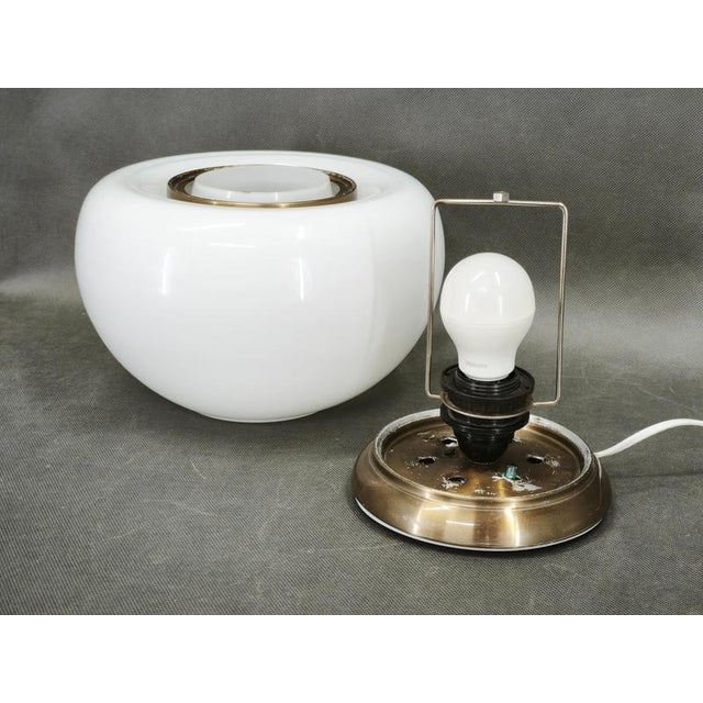 Gold Space Age Italian White Glass Table Lamp, 1970s For Sale - Image 8 of 10