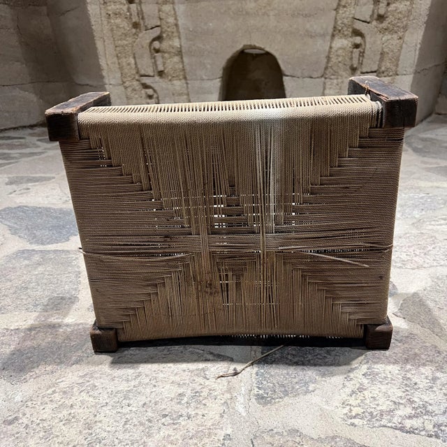 1940s Arts and Crafts Stool Woven Rope Wood Frame For Sale - Image 11 of 12