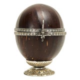 Antique Anglo Indian Coconut and Metal Box For Sale