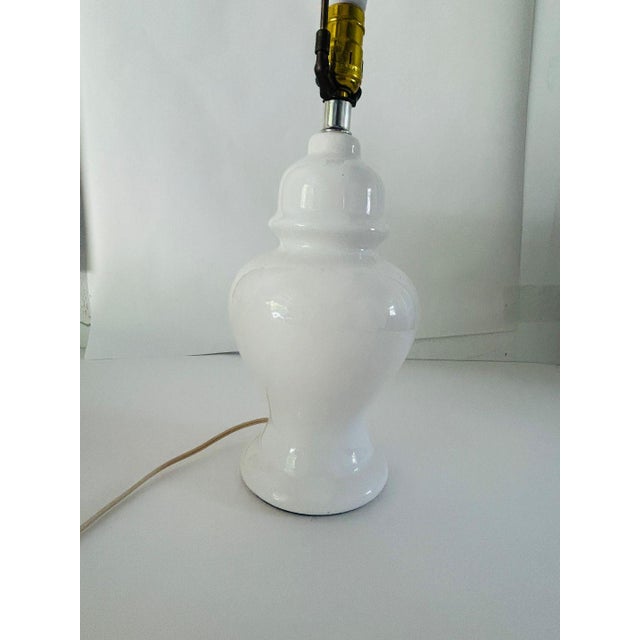 1980s Vintage Modern White Ginger Jar Table Lamp For Sale - Image 5 of 5