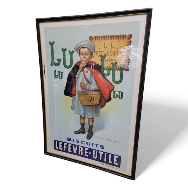 Art Nouveau Art Nouveau French Lithograph Poster for 'Lulu Biscuits Lefevre-Utile' For Sale - Image 3 of 8