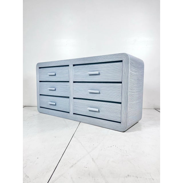 Boho Chic Vintage Lacquered Pencil Reed Rattan Chest of Drawers For Sale - Image 3 of 12