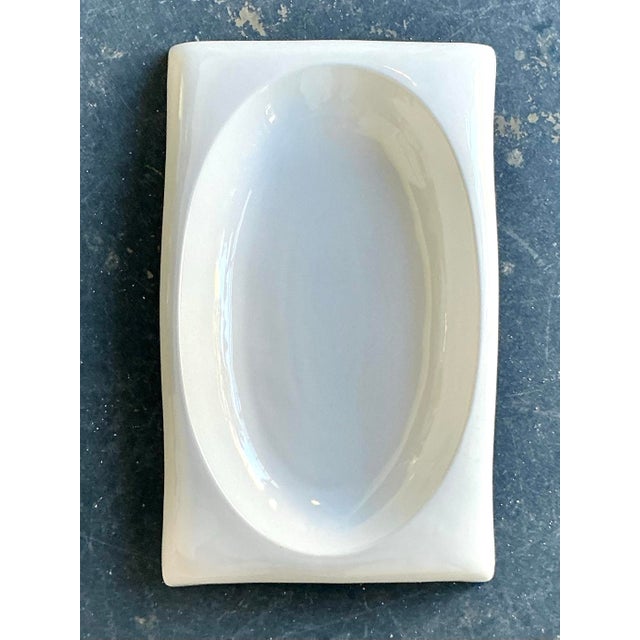 White Vintage Boho Italian Glazed Ceramic Tray For Sale - Image 8 of 11