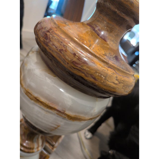 Gemstone Vintage Onyx Table Lamps - a Pair For Sale - Image 7 of 12