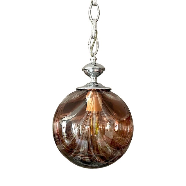 Portuguese Art Deco Globe Pendant Light by Marinha Grande, 1960s For Sale