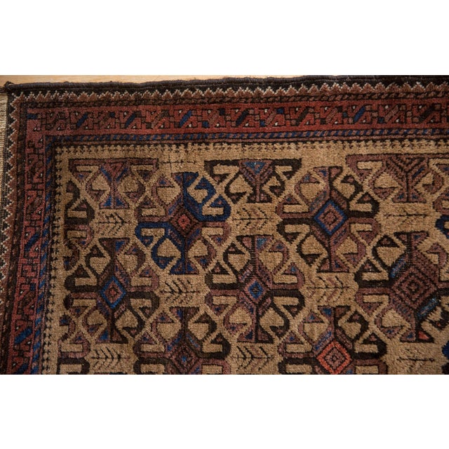 1930s Vintage Belouch Square Rug 2'11" X 4'2" For Sale - Image 5 of 8
