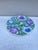 Modern Majolica Flowers Plate , beautiful purple and blue flowers signed Jeanette Adams for Silvestri.