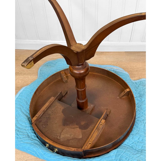 Vintage Traditional Mahogany Round Drum Table For Sale - Image 13 of 13
