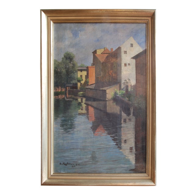 Emil Kindscher, Alt-Bromberg, 1910s, Oil on Canvas, Framed For Sale